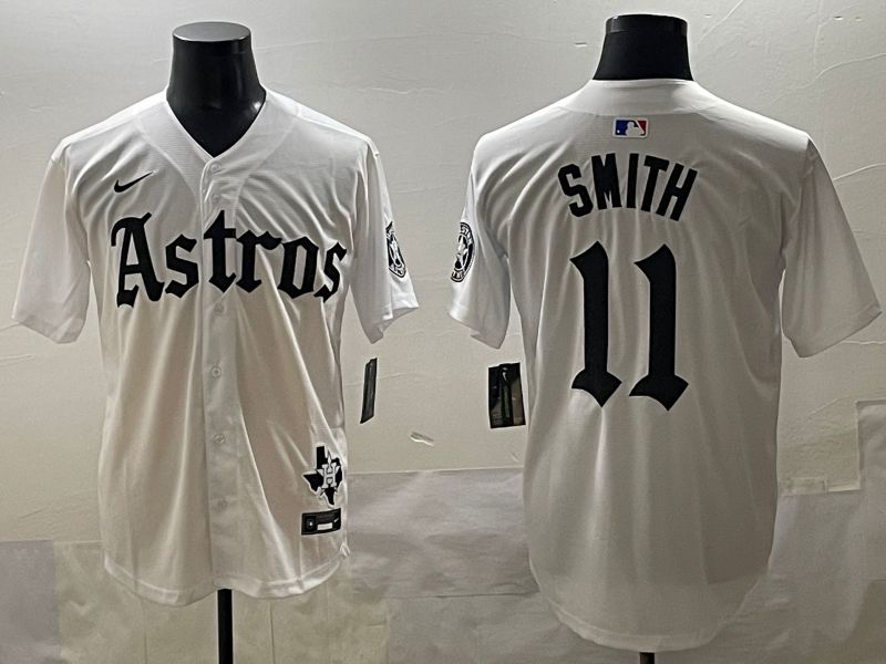 Men 2025 Houston Astros #11 Smith White Five generations Joint Name Nike MLB Jersey style 31